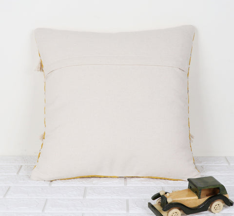 Set Of 2 Hand Tufted Texture Boho Yellow Ivory Cushion Cover