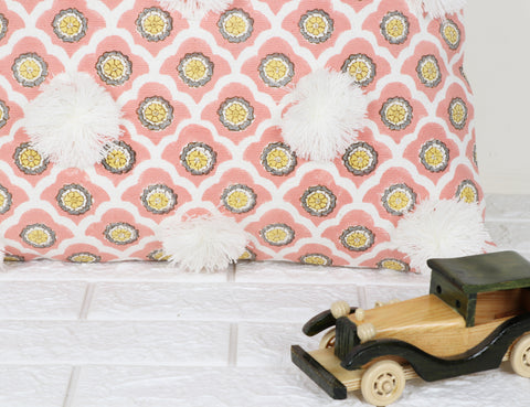 Hand Tufted Texture Boho Orange and White Cushion Cover