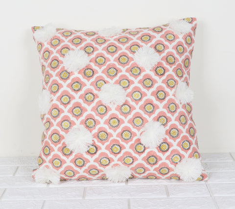Hand Tufted Texture Boho Orange and White Cushion Cover