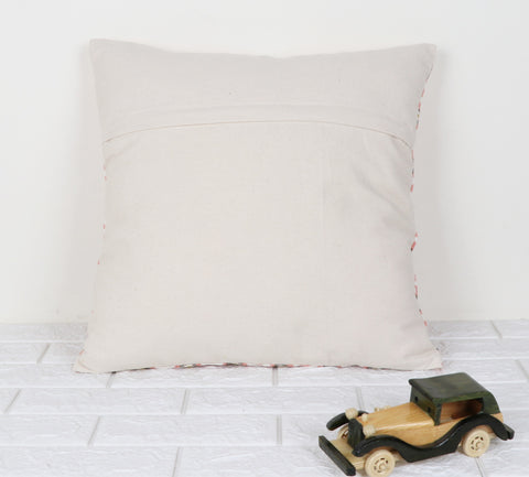 Hand Tufted Texture Boho Orange and White Cushion Cover