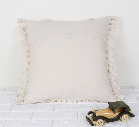 Hand Tufted Texture Boho Off-White and Ivory Cushion Cover