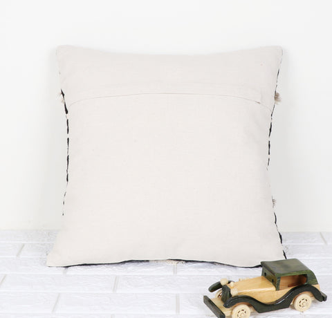 Set Of 3 Hand Tufted Texture Boho Black Ivory Cushion Cover