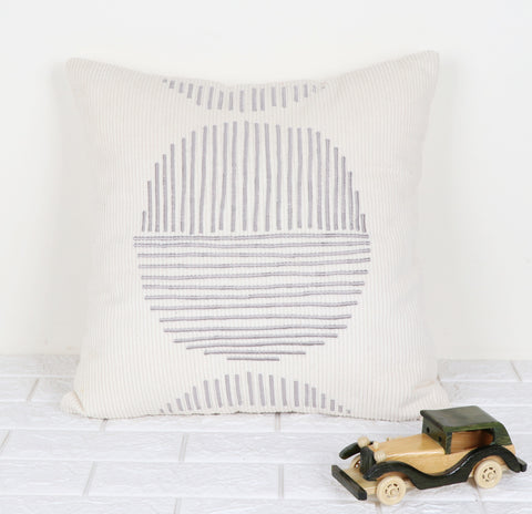Hand Tufted Texture Boho Ivory and Gray Cushion Cover