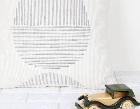 Hand Tufted Texture Boho Ivory and Gray Cushion Cover