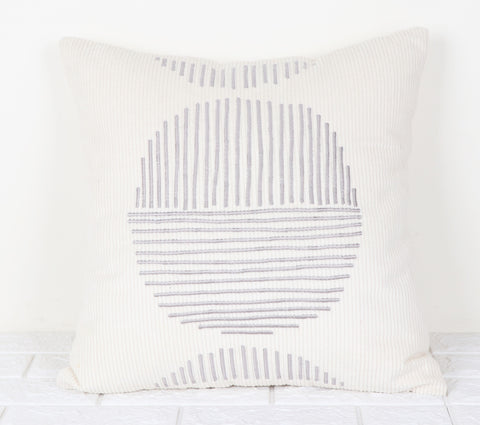 Hand Tufted Texture Boho Ivory and Gray Cushion Cover