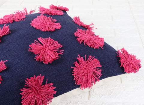 Hand Tufted Texture Boho Black and Ivory Cushion Cover