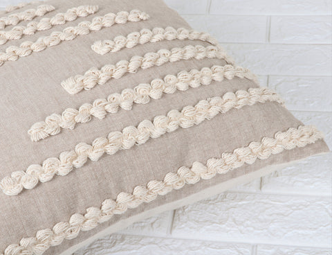 Set Of 3 Hand Tufted Texture Boho Beige Pink Cushion Cover