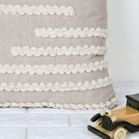 Set Of 3 Hand Tufted Texture Boho Beige Pink Cushion Cover