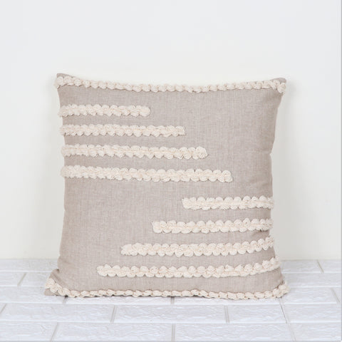Set Of 3 Hand Tufted Texture Boho Beige Pink Cushion Cover