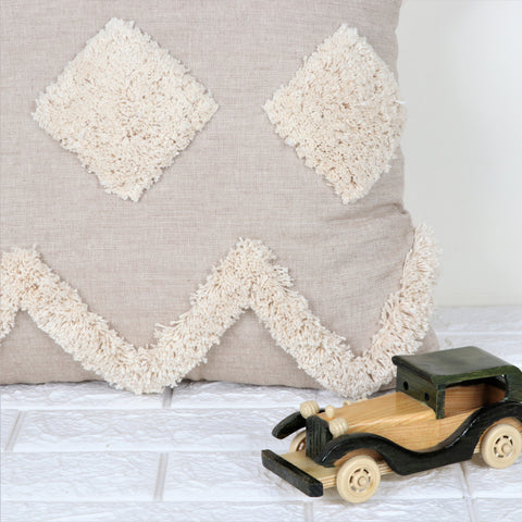 Set Of 3 Hand Tufted Texture Boho Beige Pink Cushion Cover
