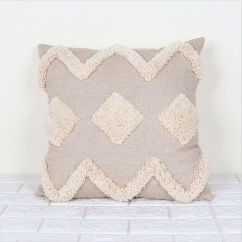 Set Of 3 Hand Tufted Texture Boho Beige Pink Cushion Cover