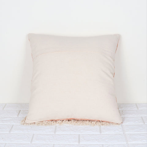 Set Of 3 Hand Tufted Crewel Texture Boho Ivory Orange Fringe Cushion Cover