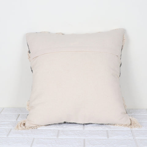 Set Of 3 Hand Tufted Texture Boho Black Ivory Cushion Cover