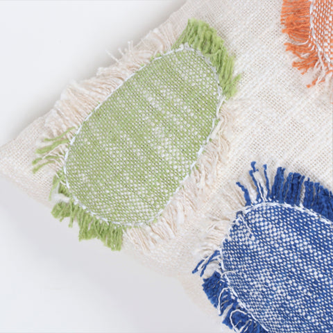 Set Of 2 Hand Tufted Boho Ivory Blue Cushion Cover