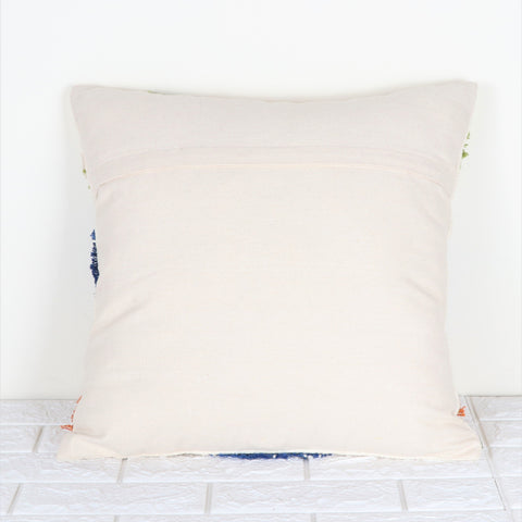 Set Of 2 Hand Tufted Boho Ivory Blue Cushion Cover