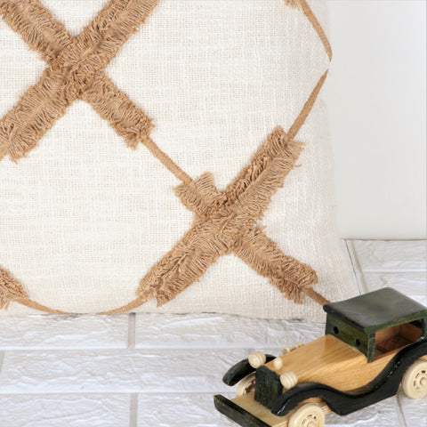 Set Of 3 Hand Tufted Boho Ivory Yellow Cushion Cover