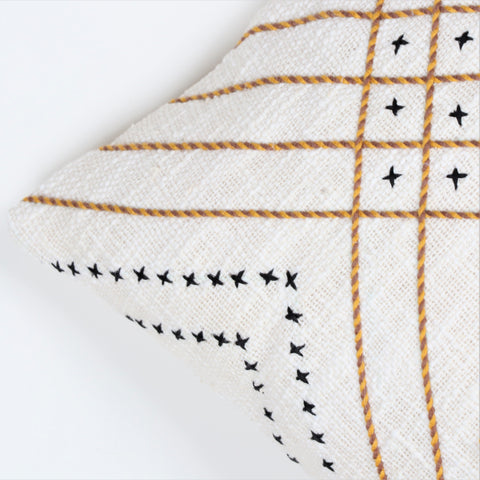 Set Of 3 Hand Tufted Boho Ivory Mustard Yellow Cushion Cover