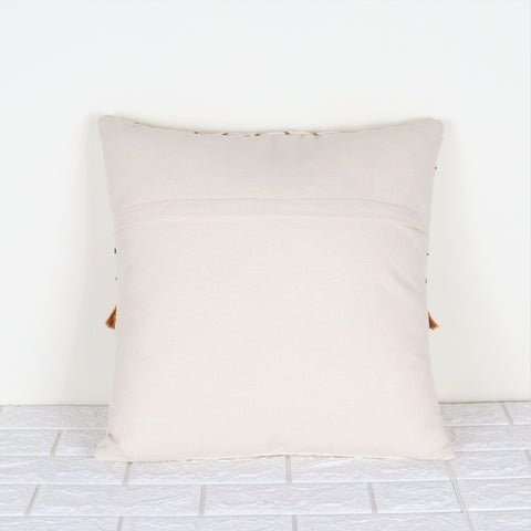 Set Of 3 Hand Tufted Boho Ivory Mustard Yellow Cushion Cover