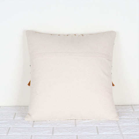 Hand Tufted Boho Ivory and Mustard Yellow Cushion Cover