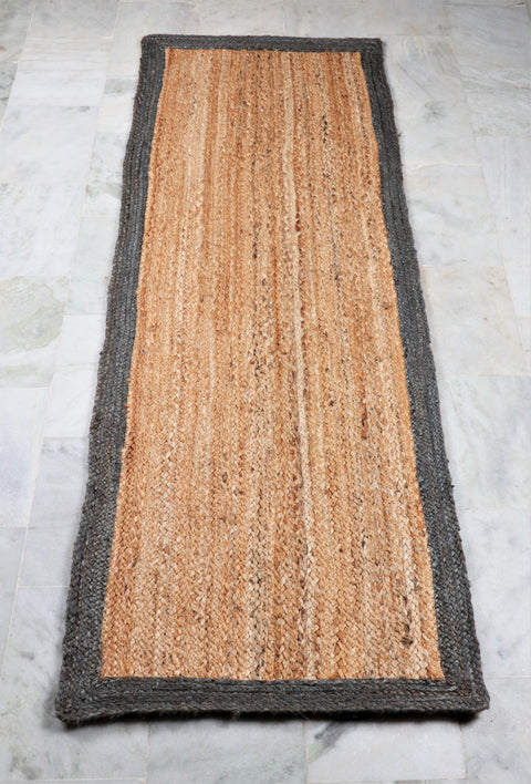 Beige And Gray Jute Braided Round Rug Kitchen Carpet Flooring Rug Reversible Mat