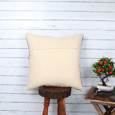 Set Of 3 Charcoal Blue Hand Crafted Chunky Loop Cotton Cushion Cover